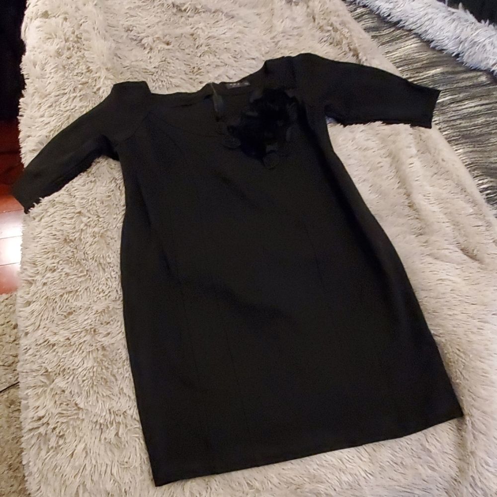Stunning black  IGIGI dress w/ beautiful flower